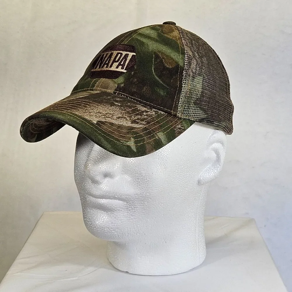 Vintage NAPA Auto Parts Realtree‎ Hunt Camo Camouflage Hat Cap Snapback Outdoor